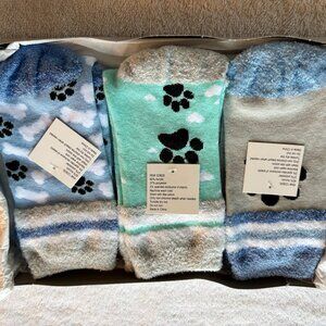 Brand New Women's Three (3) Pair Cozy Socks with Dog Paw Prints